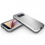 Wholesale Galaxy S6 Strong Armor Hybrid with Stand (Silver)